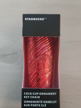 Starbucks Metallic Red Spiral Cold Cup Ornament Keychain